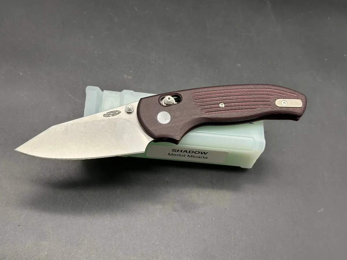 Trm Threen Rivers Mfg. Shadow, 3.2" Cpm 20Cv Stonewash Blade With Merlot Micarta Scales 1