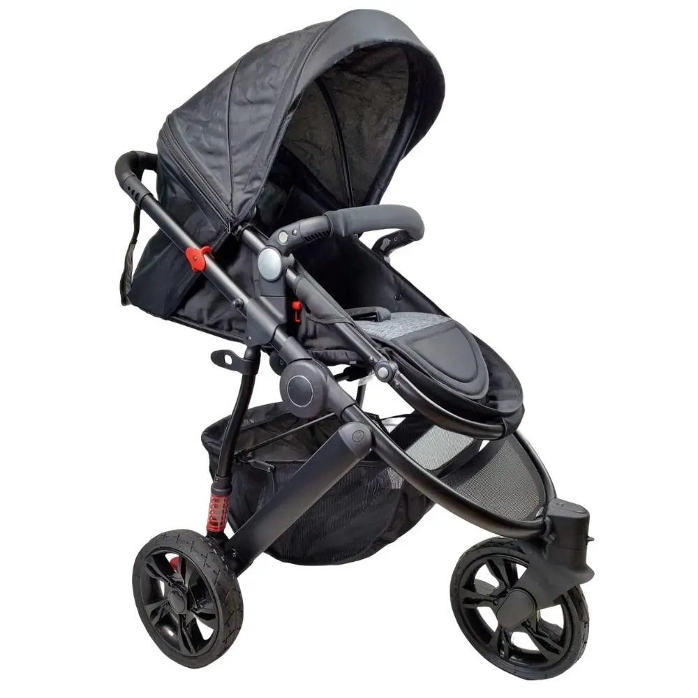 Aussie Baby Explorer 3 Wheels Pram - Black 1