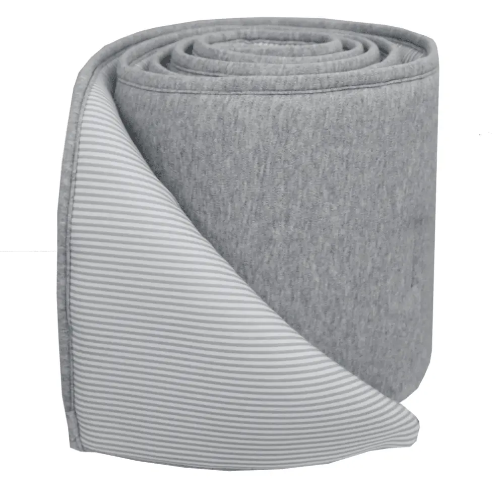 Living Textiles 2-Piece Jersey Bumper Set - Grey Stripe/Melange 1