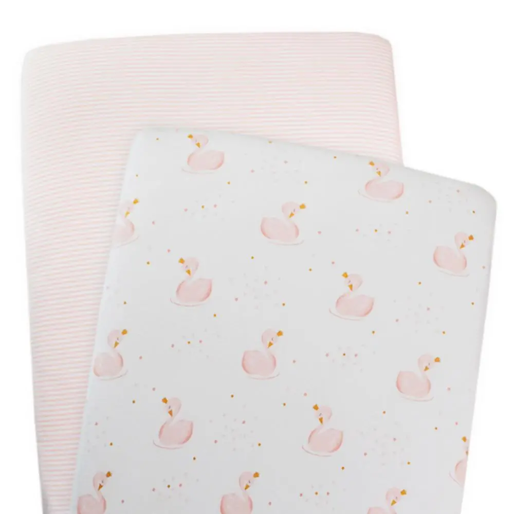 Living Textiles 2-Pack Jersey Bassinet Fitted Sheets 1