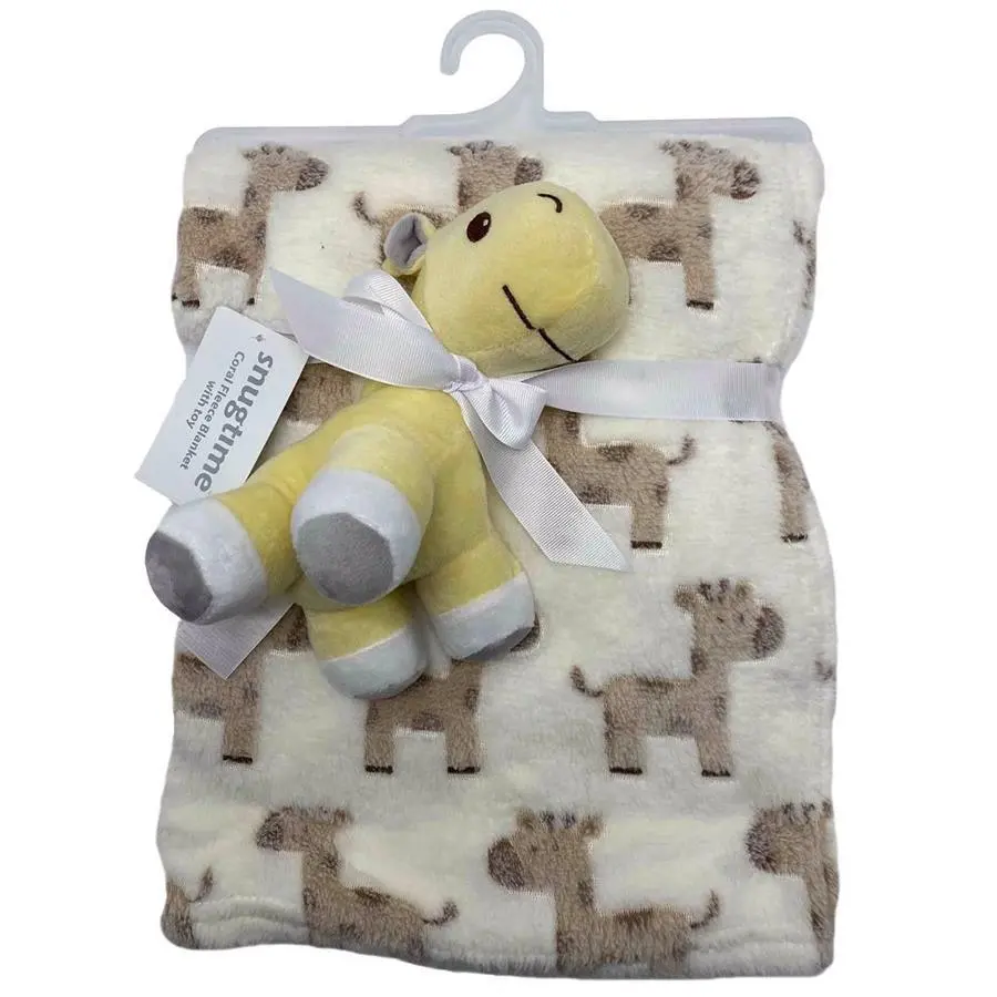 Snugtime Coral Fleece Blanket With Toy - Giraffe 1