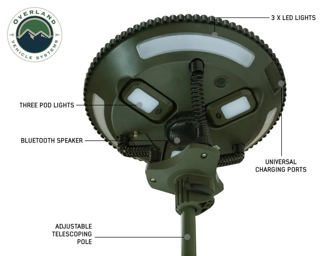 Overland Vehicle Systems Ufo Solar Light W/ Light Pods & Speaker 1