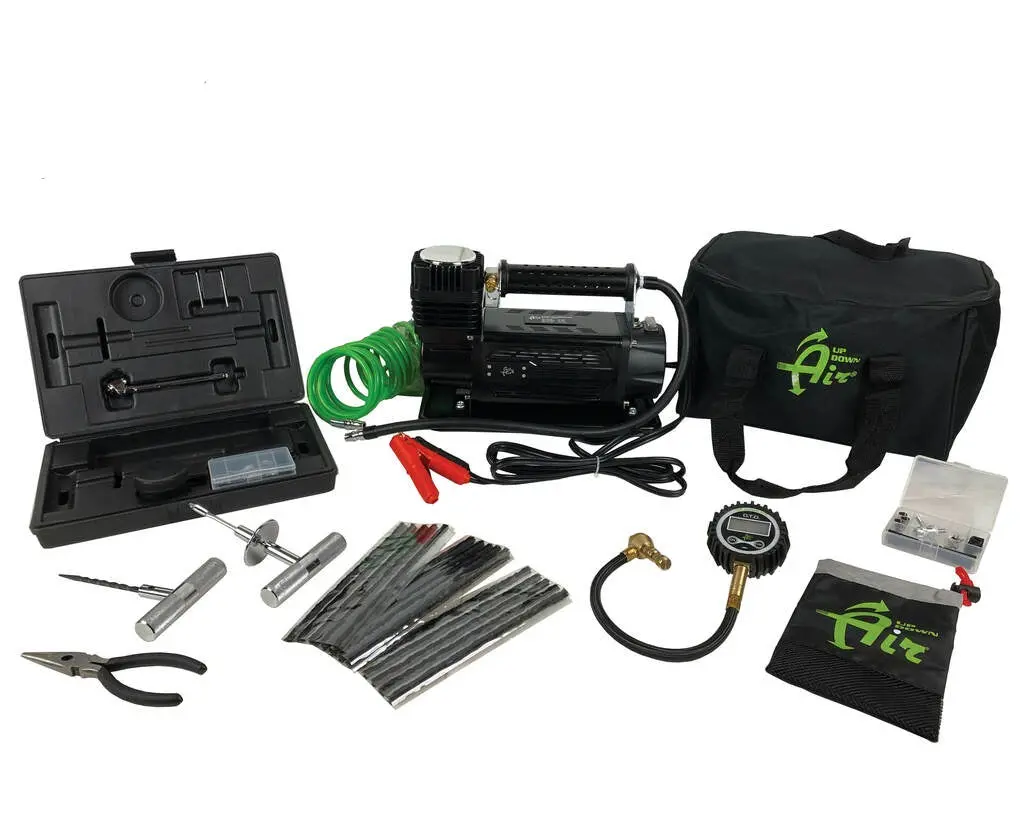 Overland Vehicle Systems Up Down Air Compressor System, Digital Tire Deflator, & 53 Piece Tire Repair Kit 1