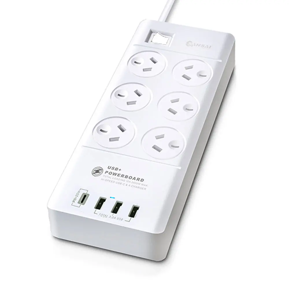 Sansai 6 Sockets Usb-A/Usb-C Powerboard 1