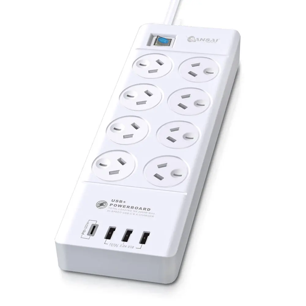 Sansai 8 Sockets Usb-A/Usb-C Powerboard 1