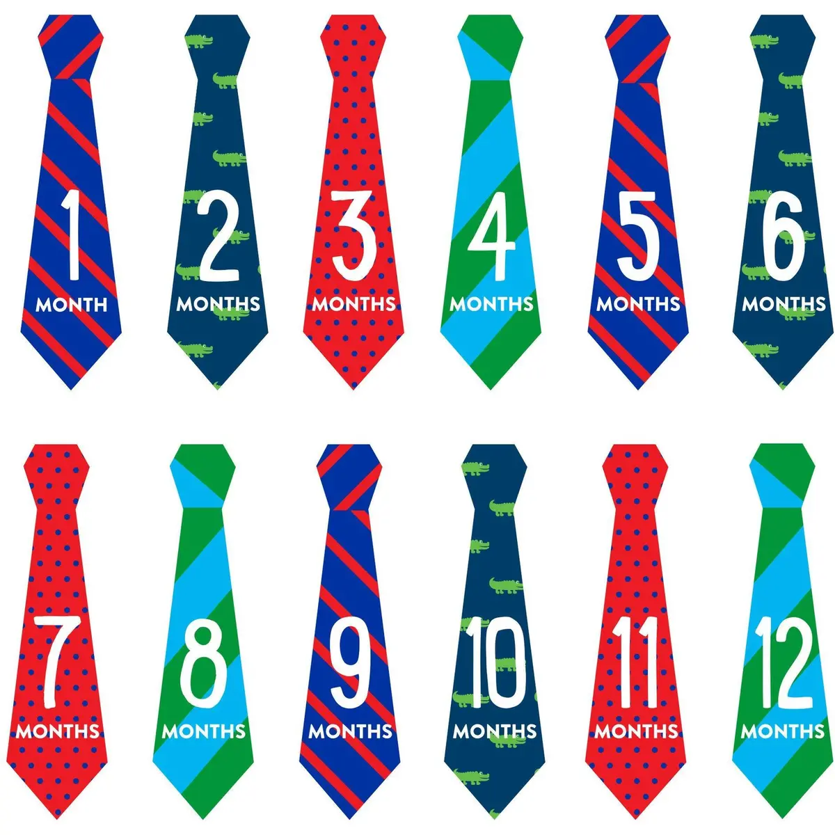 Pearled Baby's First Year Tie Stickers 1
