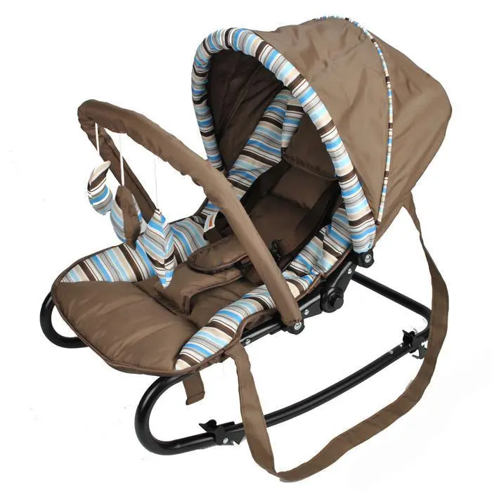 Harmony Baby Rocker With Canopy & Toys - Cofee Brown 1
