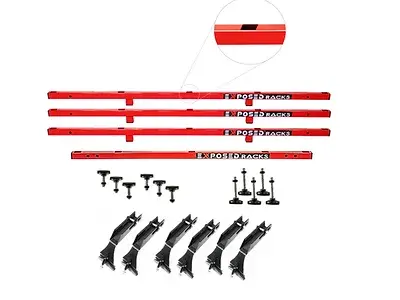 Overlander 9709 Red No Drill Click In 4-Bar Roof Rack For Jeep Wrangler Jku 1
