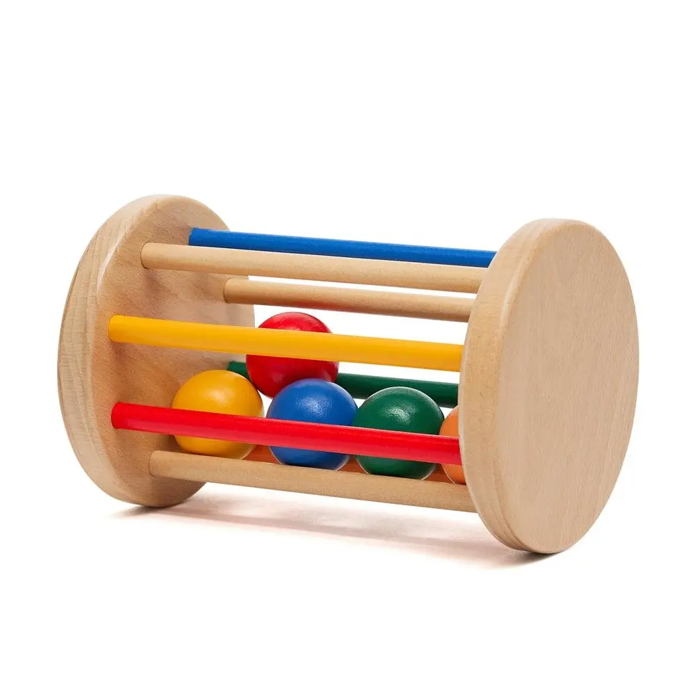Rainbow Rolling Drum With Caged Coloured Balls 1