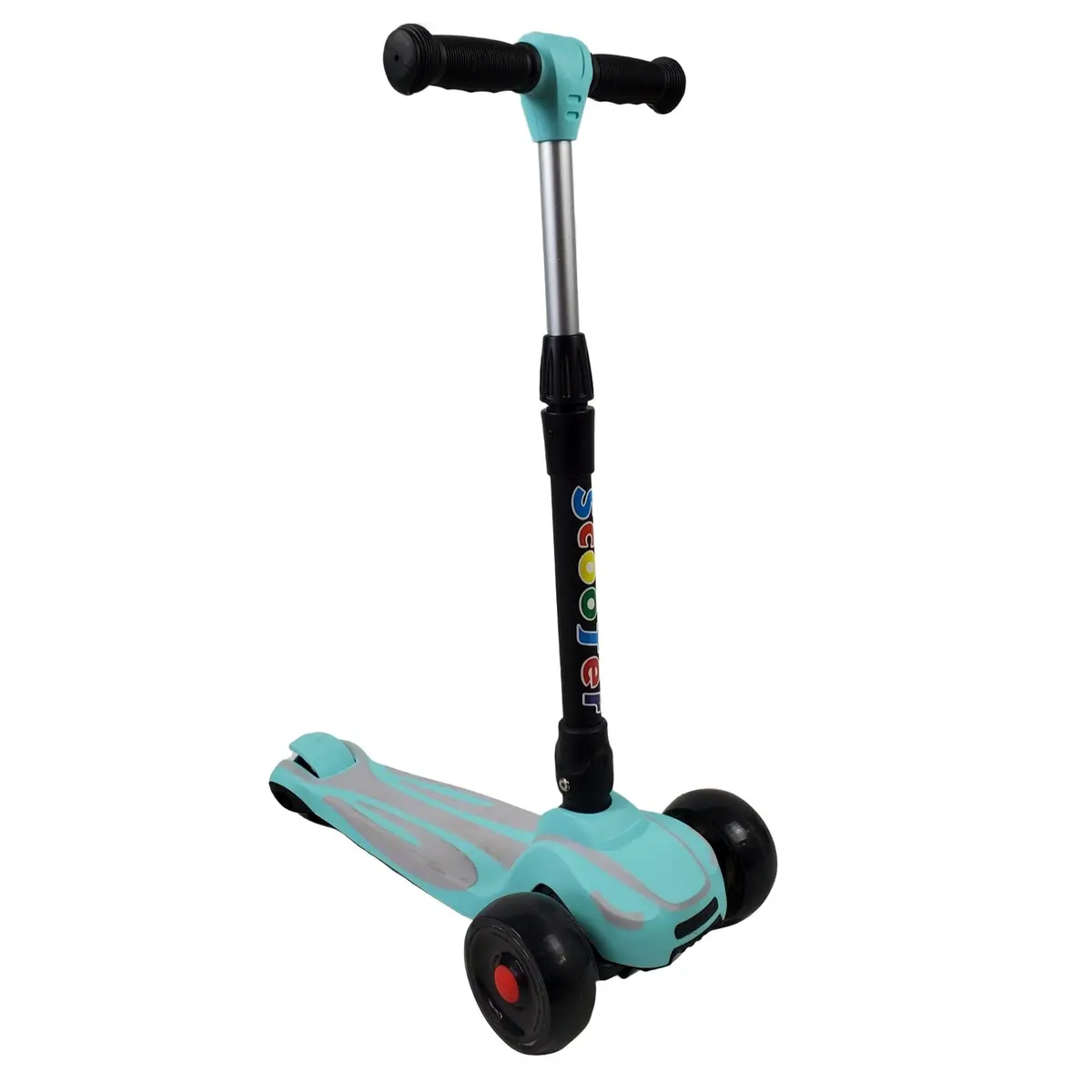 Super Max Kids Foldable Scooter With Flashing Wheels - Aqua 1