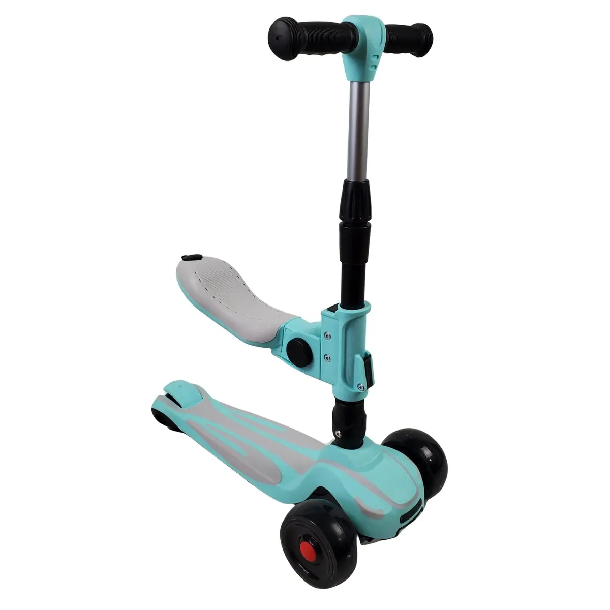 Super Max 2-In-1 Kids Foldable Scooter & Ride On - Aqua 1