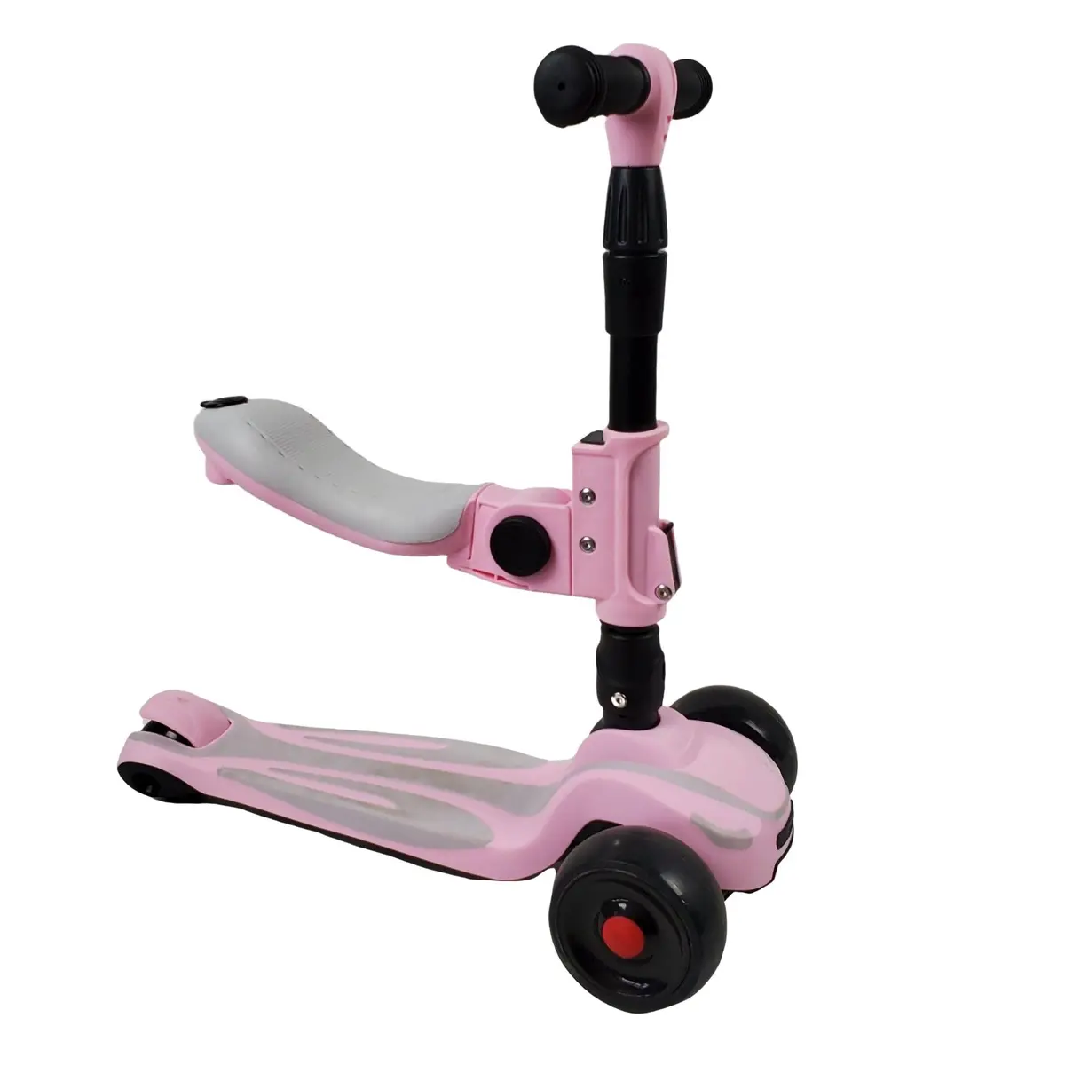 Super Max 2-In-1 Kids Foldable Scooter & Ride On - Pink 1