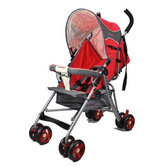 Aussie Baby Vivacity Easy Layback Stroller - Grey / Red 1