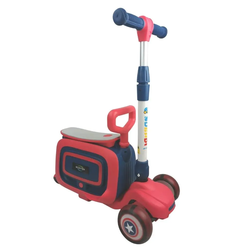 Supermax 3-In-1 Kids Foldable Scooter With Mini Suitcase - Red 1