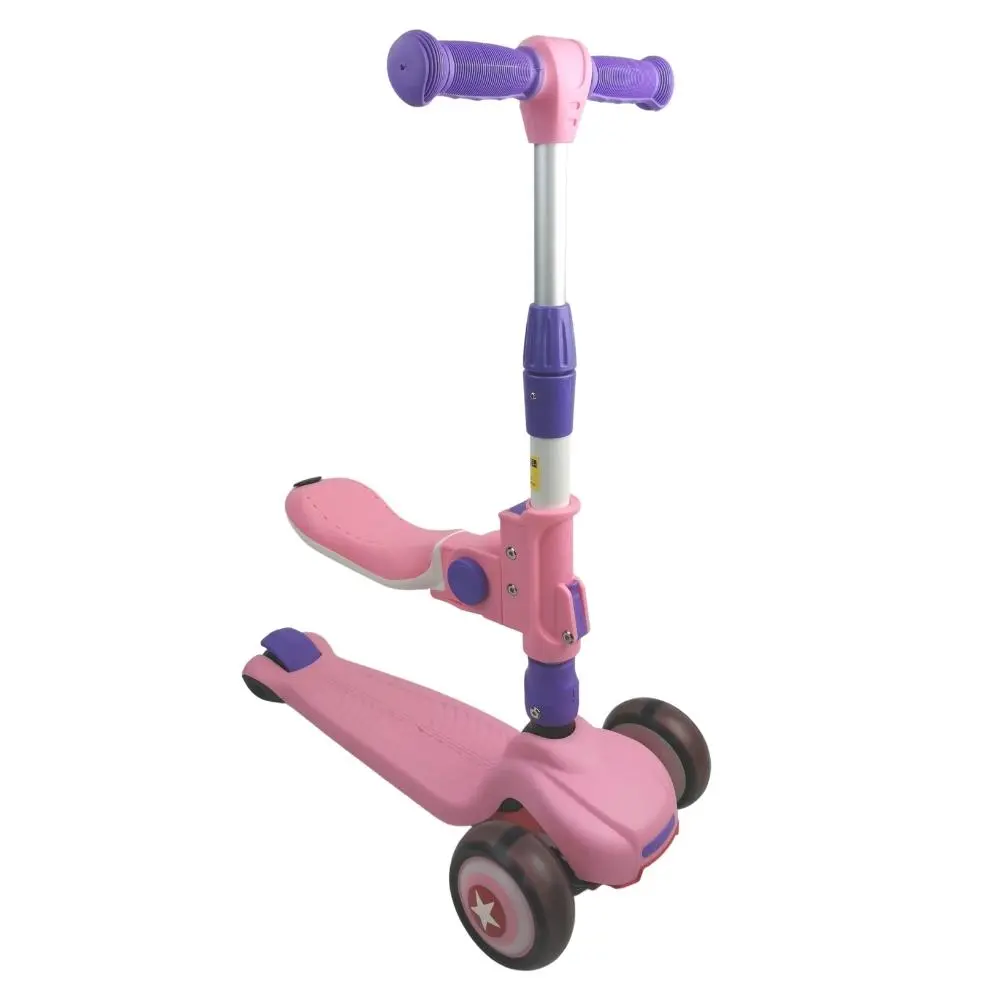Supermax 2-In-1 Kids Foldable Scooter & Ride On - Pink 1
