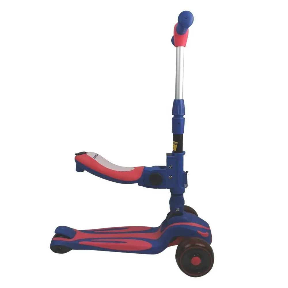 Supermax Pro 2-In-1 Kids Foldable Scooter & Ride On - Blue 2