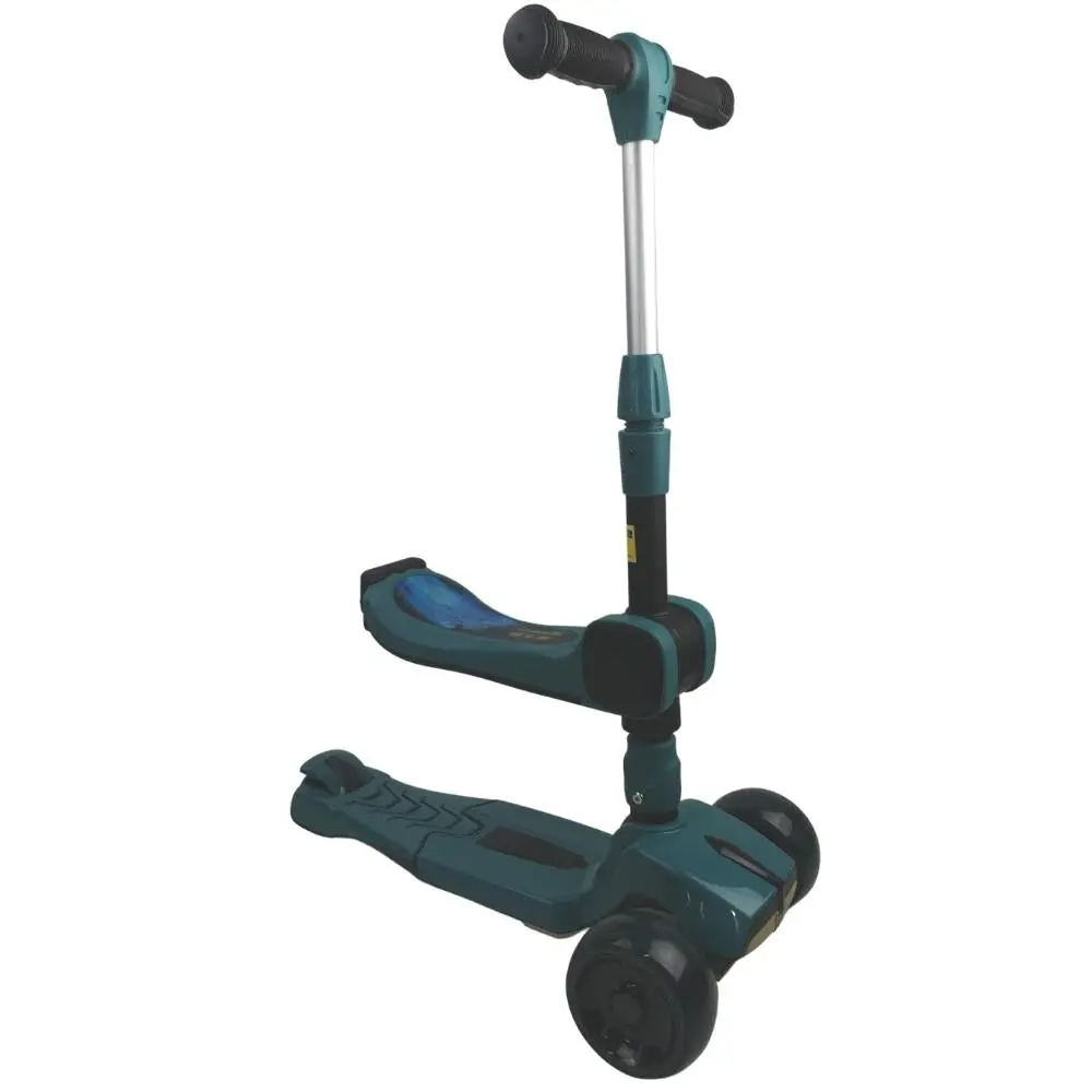 Supermax Pro Max 2-In-1 Kids Foldable Scooter & Ride On - Green 1