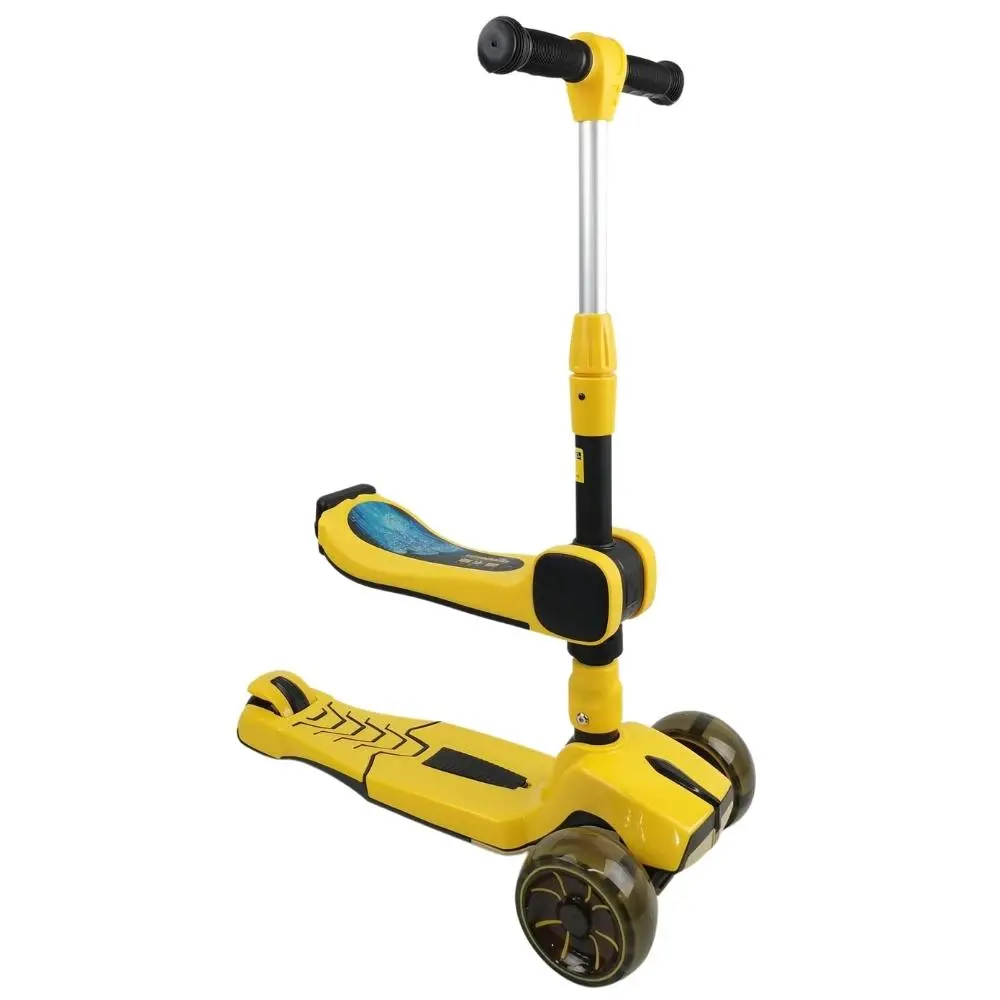 Supermax Pro Max 2-In-1 Kids Foldable Scooter & Ride On - Yellow 1