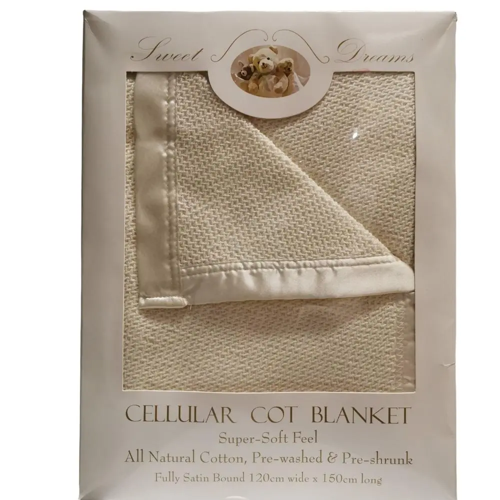 100% Cotton Beige Cellular Baby Cot Blanket 120X150cm Gift Pack 1