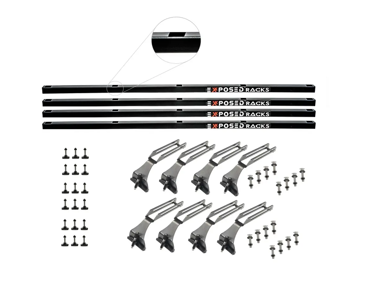 Exposed Racks 9759 Four-Piece Black Click-In Cross Bar For Jeep Wrangler 1