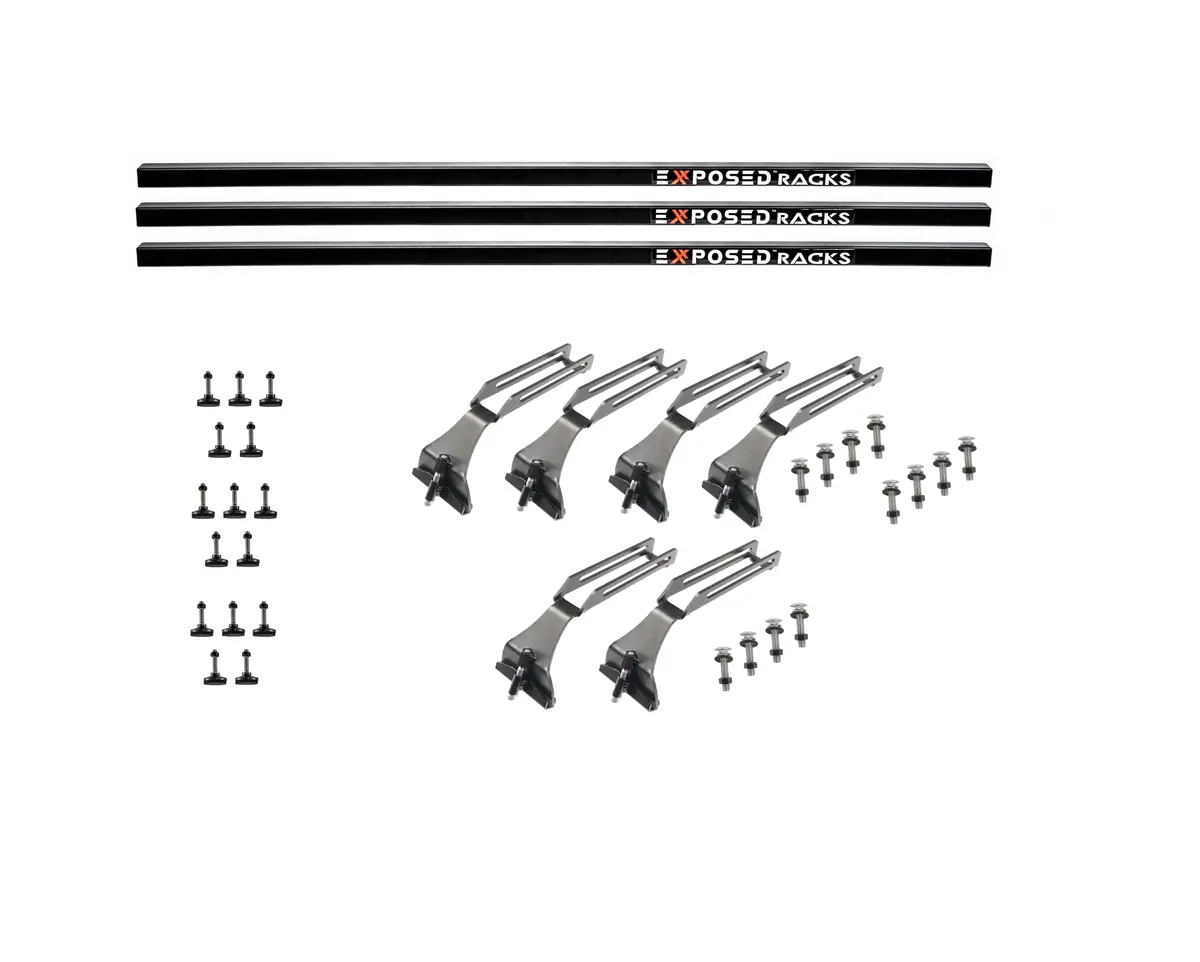 Exposed Racks 9658 Black Three-Piece No Drill Cross Bar For Jeep Wrangler 1