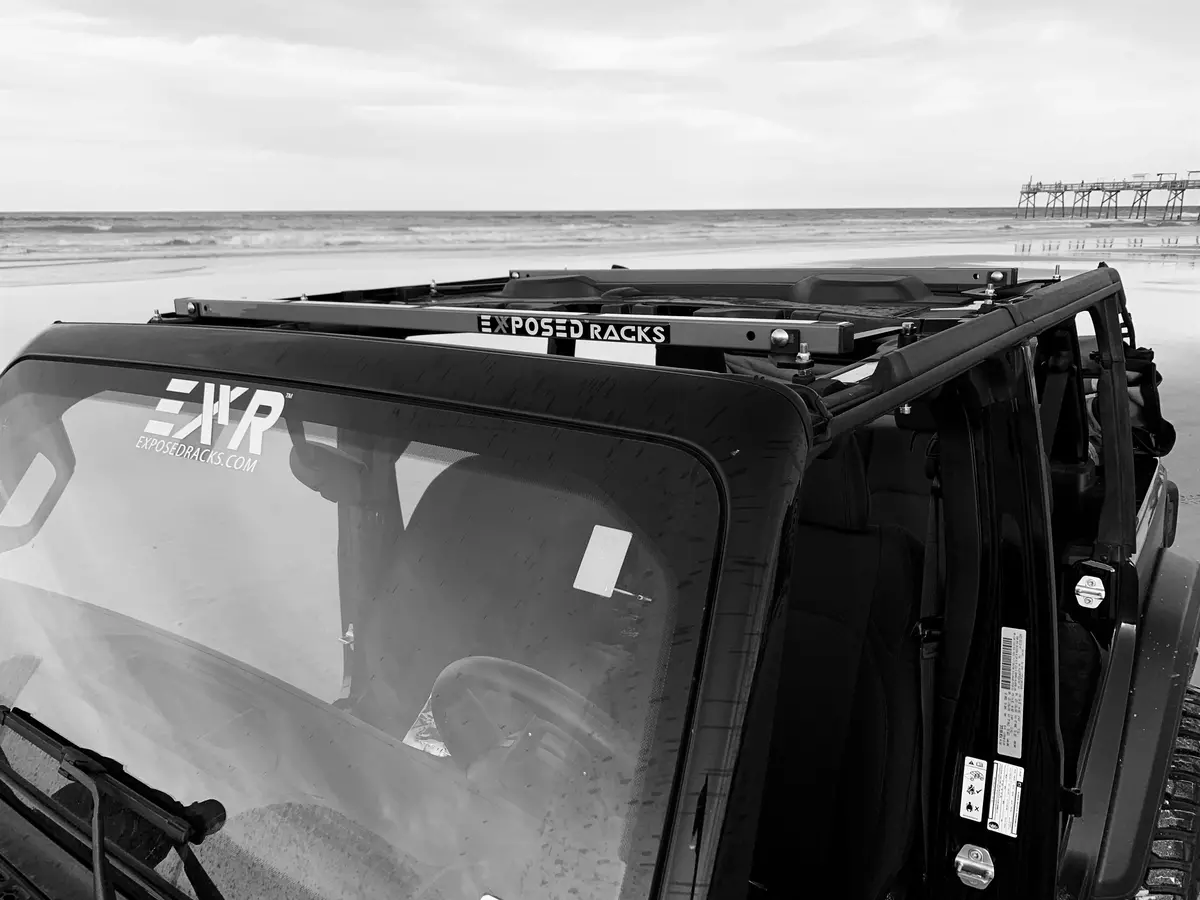 Exposed Racks 9654 Black Under Soft Top Cross Bars For Jeep Wrangler Jlu 1