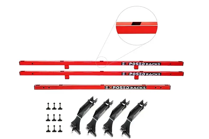 Exposed Racks 9707 Red No Drill Click-In Hard Top Roof Rack For Jeep Wrangler Jku 1