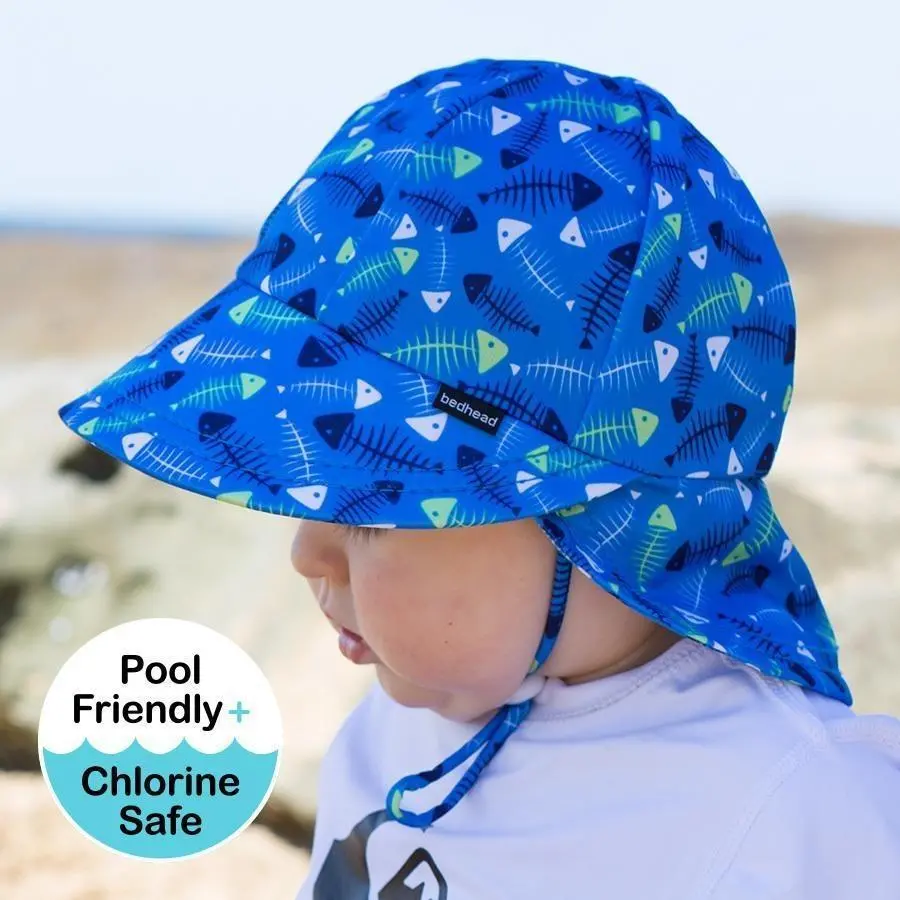 Bedhead Boys Legionnaire Upf50+ Swim Hat 'Fish Bones' Print 1