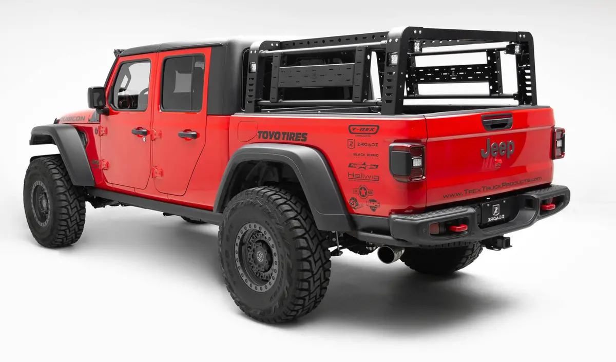 Zroadz Overland Access Rack With (4) 3 Inch Zroadz Led Pod Lights For 20-26 Jeep Gladiator Jt 1