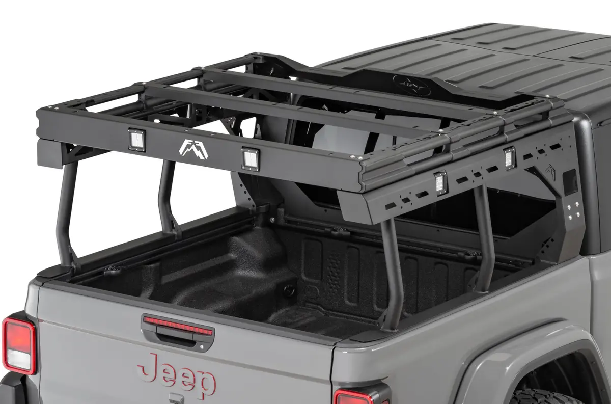 Fab Fours Overland Rack In Black Powder Coat For 20-25 Jeep Gladiator Jt 1