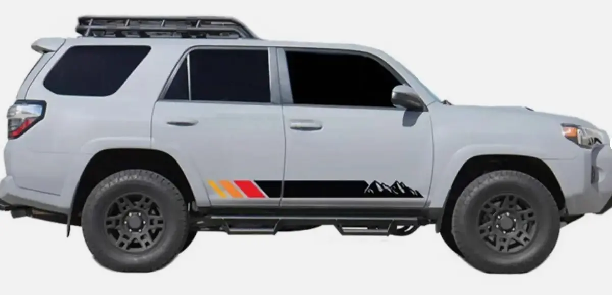 Graphic Side Skirt Stripe Mountain Sticker Kit For Toyota 4Runner Car Door Decal 1