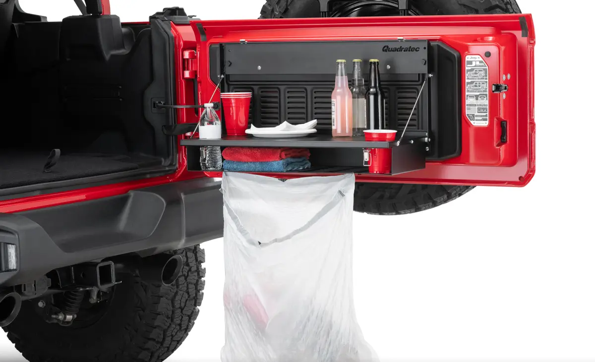 Quadratec Fold-Able Rear Tailgate Table And Cargo Shelf For Jeep Wrangler Jl 2018-2025 1