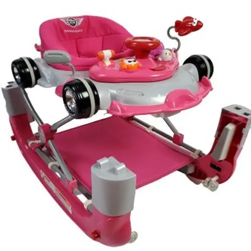 Racing Car 4-In-1 Baby Walker & Rocker - Pink 1