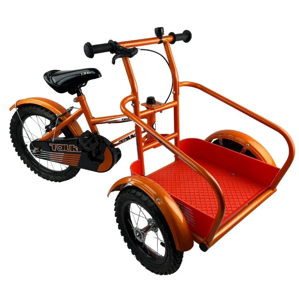Tauki Kids Platform Cargo Tricycle 16 Inch Trike - Orange 1