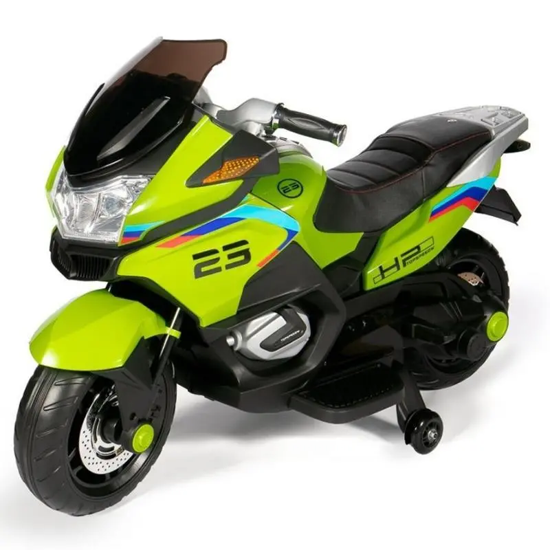 Kids Electric Ride-On Motorcycle – Leather Seat, Led Lights & Music – Green 1