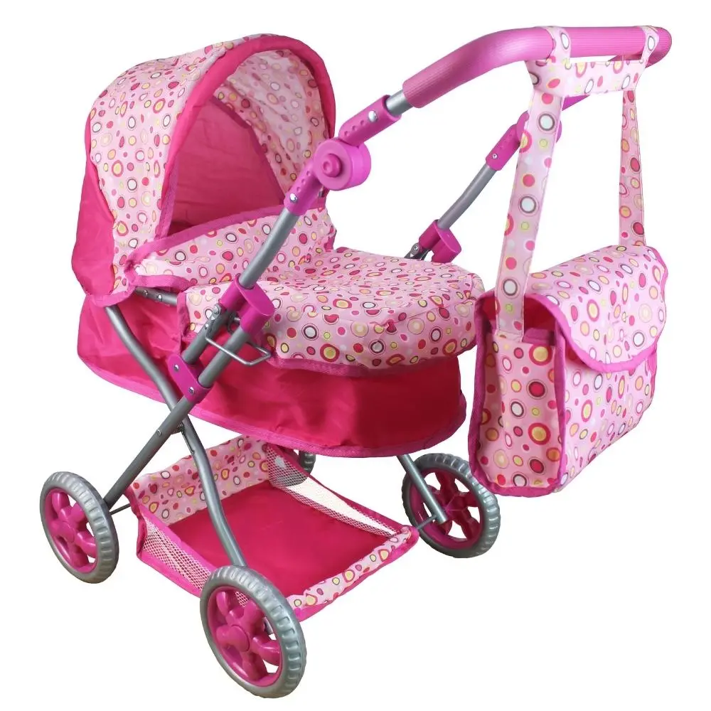 Aussie Baby Classic Premium Doll Pram - Pink Polka Dot 1
