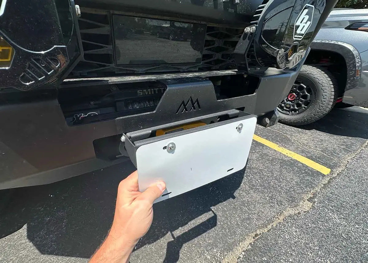 Backwoods Flip Up Front License Plate Holder - Hawse Fairlead 1