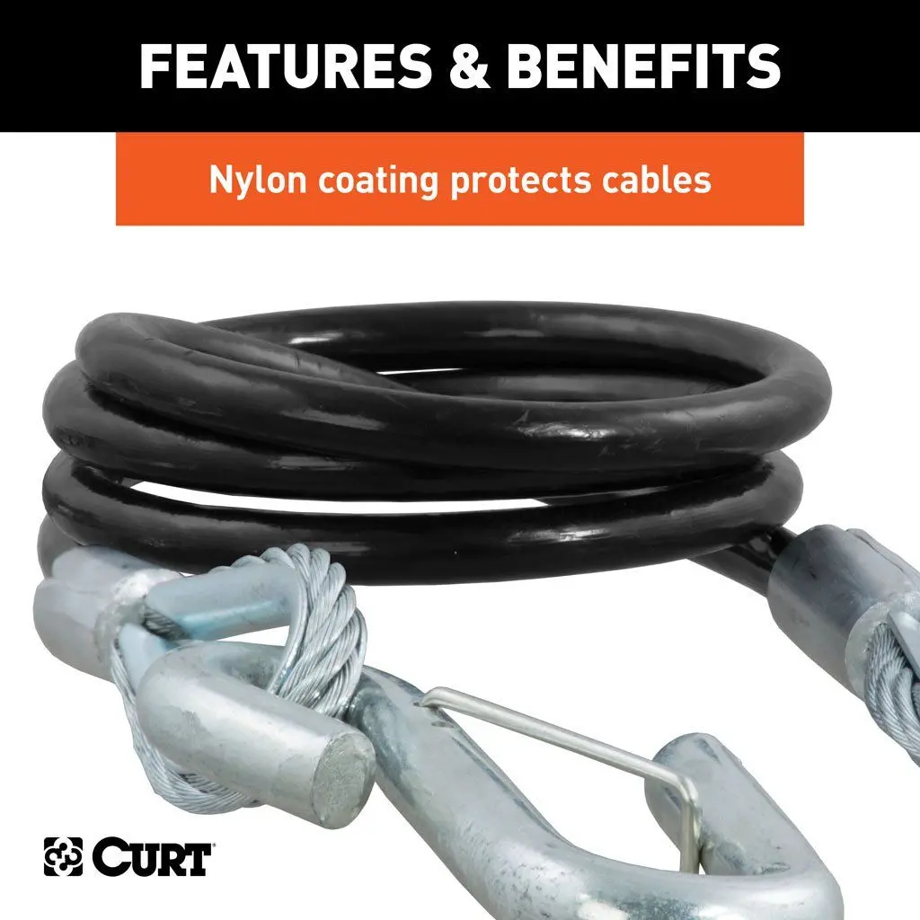Curt - 80151 - 44-1/2" Safety Cables With 2 Snap Hooks (5,000 Lbs., Vinyl-Coated, 2-Pack) #80151 1