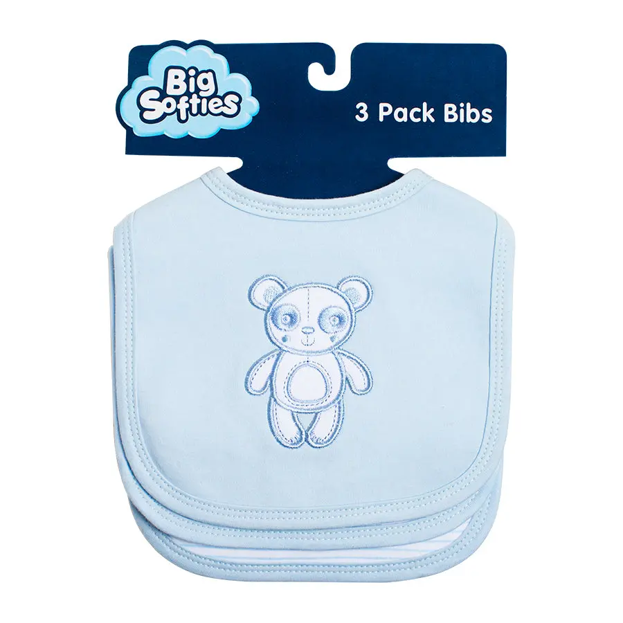 Big Softies Applique & Printed Bibs (3 Pack) - Blue 1