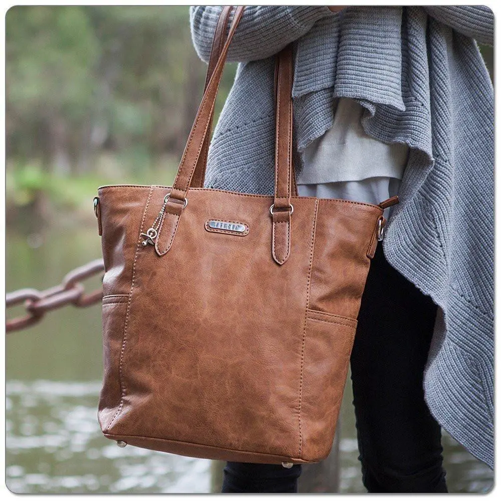 Vanchi Capri Tote In Tan 1