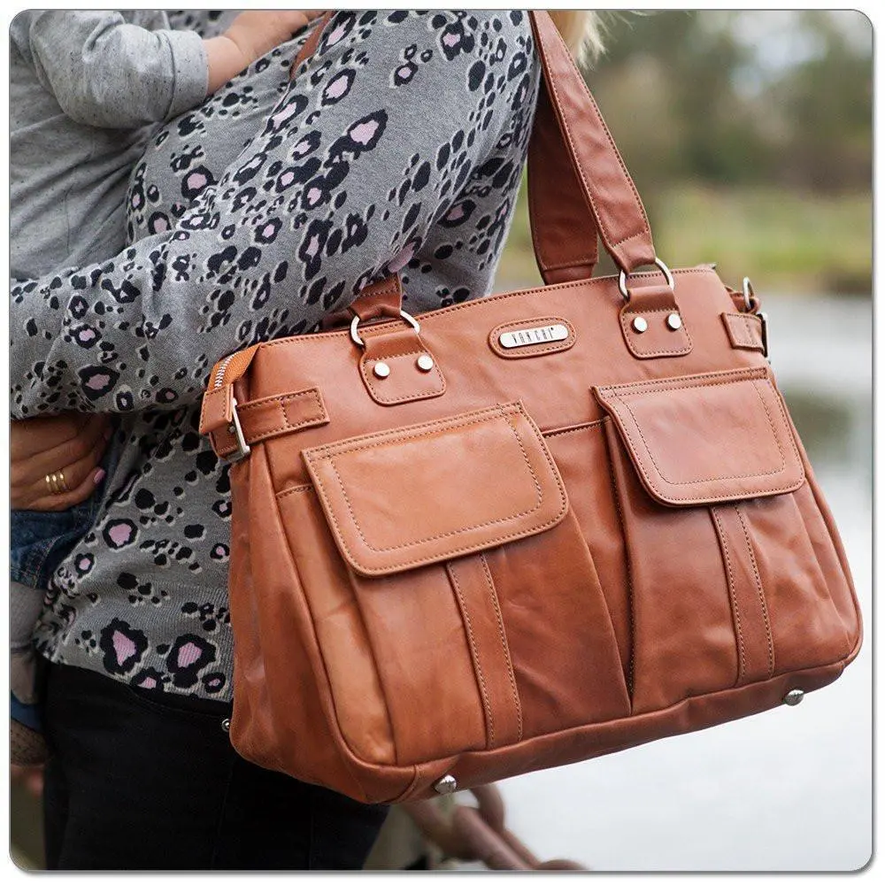 Vanchi Sydney Satchel Leather In Chestnut 1