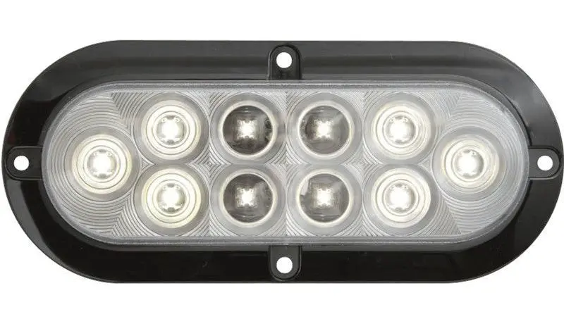 Led Backup 6" Oval Clear 10D Flange Mount 1