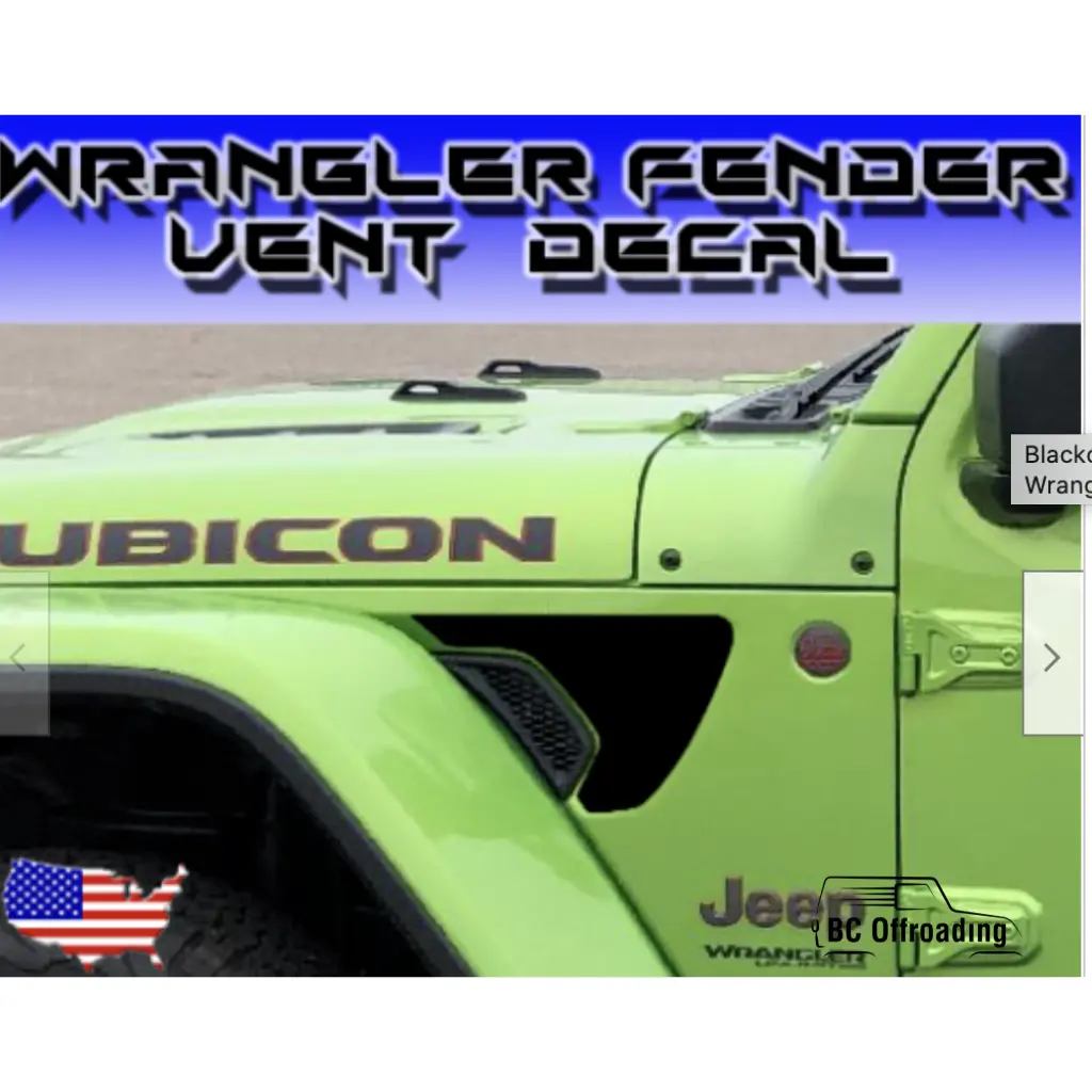 Jeep Wrangler Jl/Jt Precut Fender Vent Decals 2018 + 4