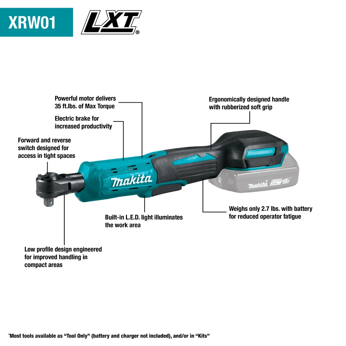 Makita Outdoor Adventure 18V Drive Ratchet Kit (2.0Ah) 2