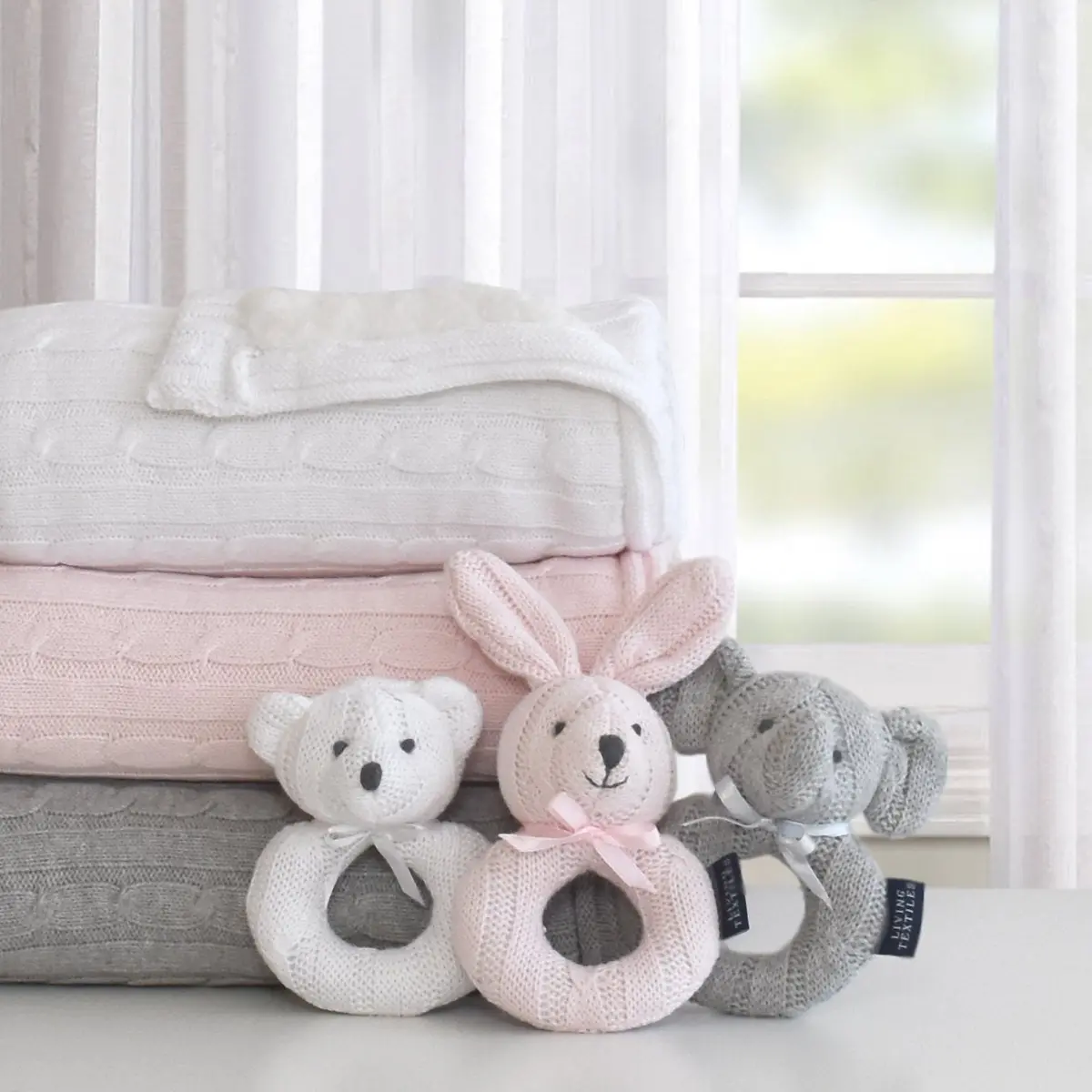 Living Textiles Cable Knit Rattle 1
