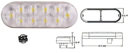 Led Back Up Light-Oval 10-Diode Clear - 8100657 1
