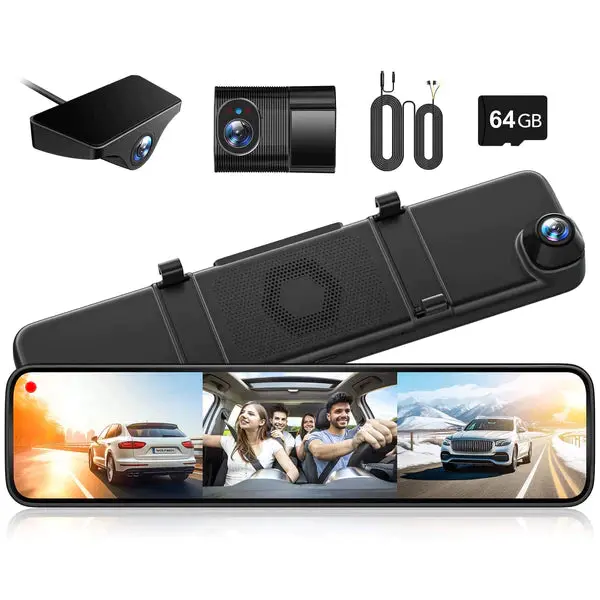 Wolfbox G890 3 Channel Dash Cam Gps Smart Rear View Mirror Replacement 1