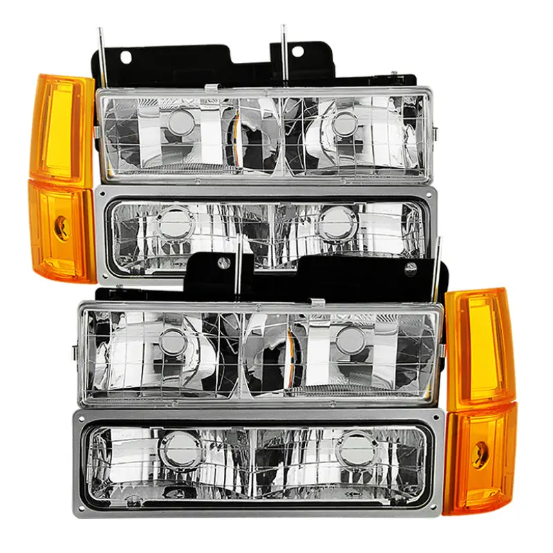 Xtune Gmc Yukon 94-99 Headlights W/ Corner & Parking Lights 8Pcs Sets -Chrome Hd-Jh-Gck94-Am-C-Set 1