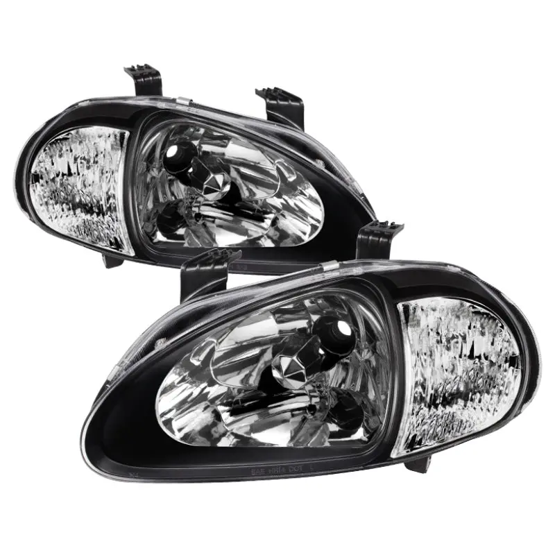 Xtune Honda Del Sol 93-97 1Pc Crystal Headlights Black Hd-On-Hdel93-1P-Bk 1