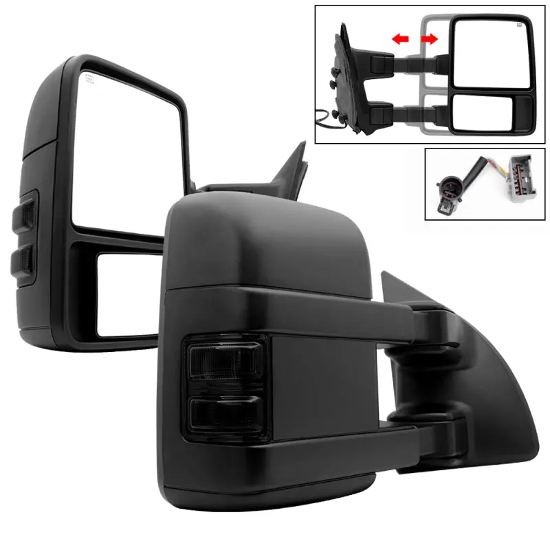 Xtune L&R G2 Ford Superduty 99-07 Heated Smoke Signal Telescoping Mirrors Mir-Fdsd99s-G2-Pw-Sm-Set 1